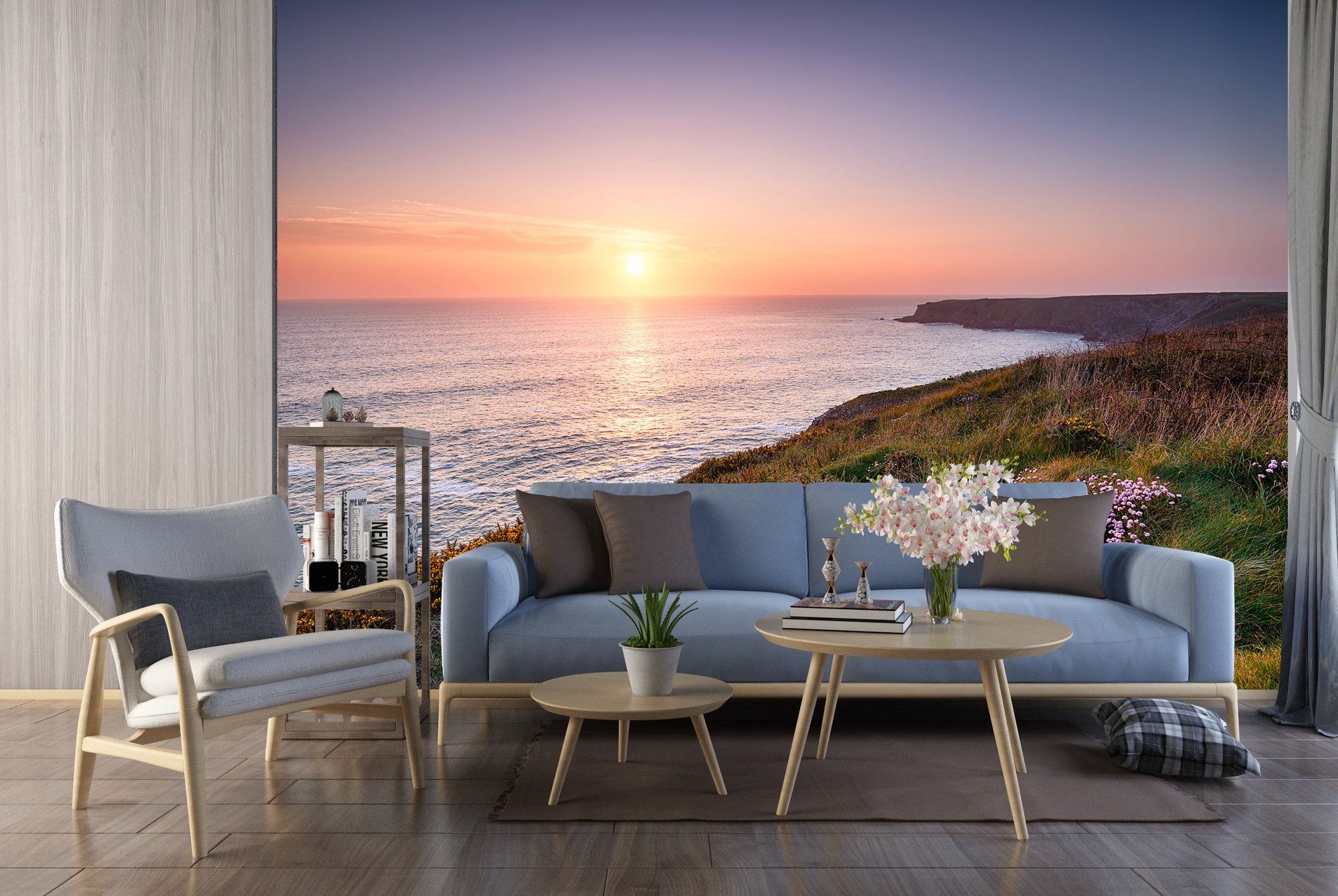 Cornwall Sunset Ocean Sunset Wallpaper Wall Mural