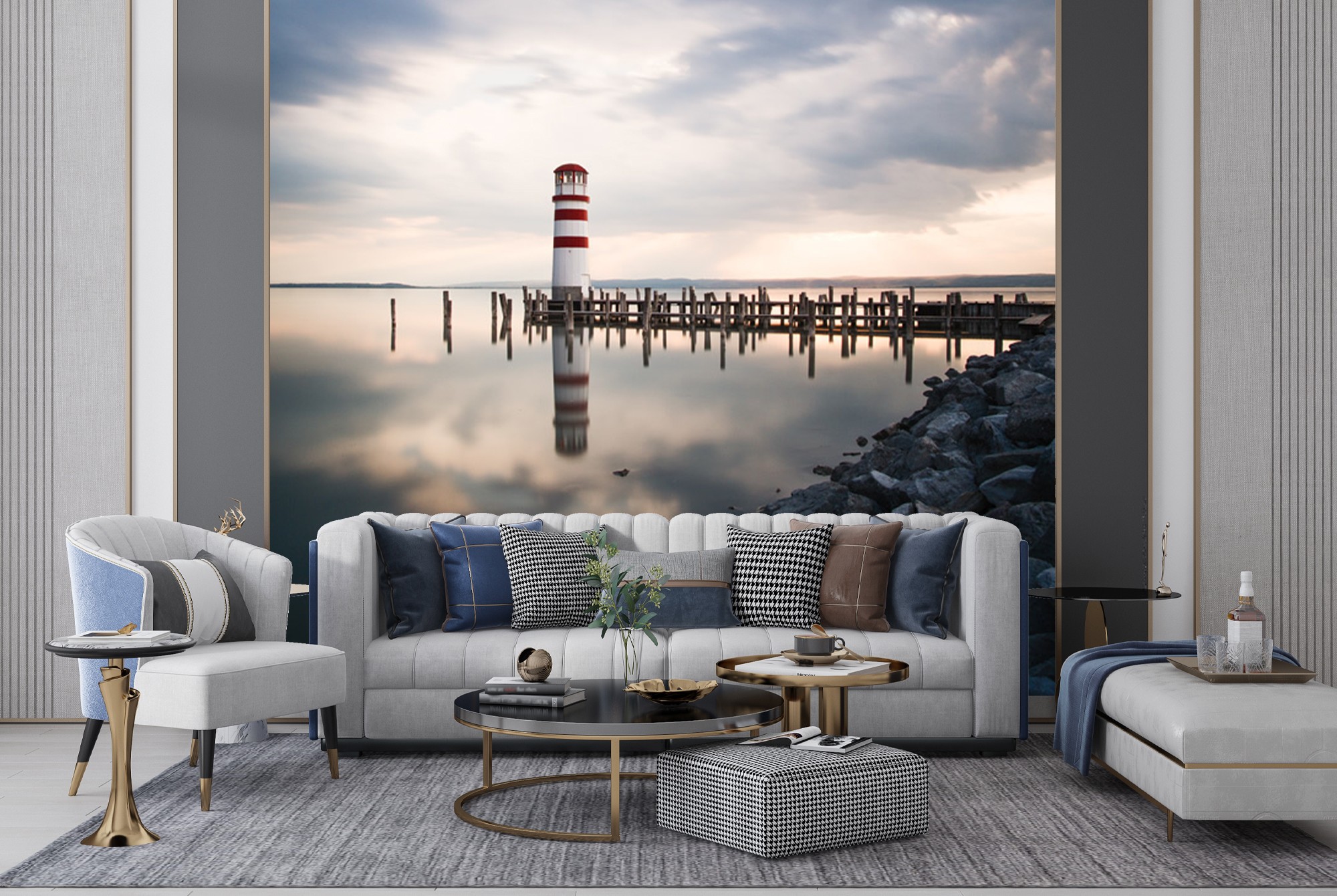 Lighthouse Seascape Stormy Ocean Wallpaper Wall Mural