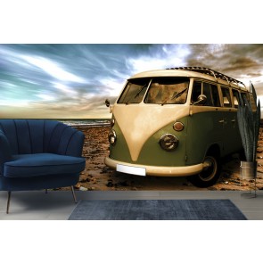 Vintage Beach Campervan Wallpaper Wall Mural