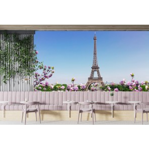 Eiffel Tower Blue Sky Spring Wallpaper Wall Mural