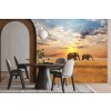 Pixxprint Quadro In Vetro Panoramico 100x40 Cm - Elefante Africano Al Tramonto - Stampa Su Vero Vetro, Made In Germany