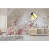 Fiori rosa Fotomurali Uccello giallo Carta Da Parati Camera da letto delle ragazze Foto Decorazione domestica