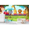 Treno rosa Fotomurali Animali di giungla Carta Da Parati Bambini Nursery Playroom Photo Decor