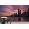 Viola Tramonto Fotomurali Skyline della città di Chicago Carta Da Parati Camera da letto Foto Decorazione domestica