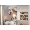 White Unicorn & Stars Wallpaper Wall Mural