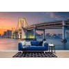 Tokyo Cityscape Rainbow Bridge Sunset Wallpaper Wall Mural