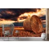 Hay Bale Farmers Field Wallpaper Wall Mural