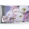 White & Pink Rose Flowers Wallpaper Wall Mural