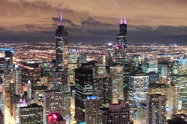 chicago skyline night