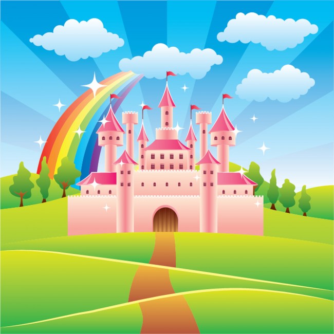 Princess Rainbow Castle Wallpaper Wall Mural