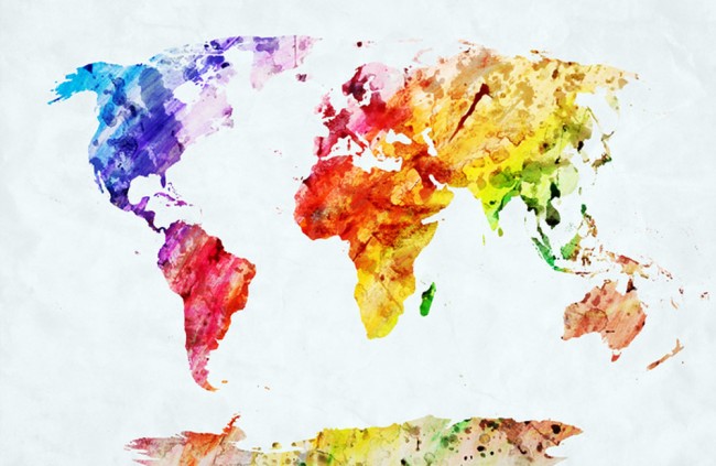 Colourful World Map Wallpaper Wall Mural