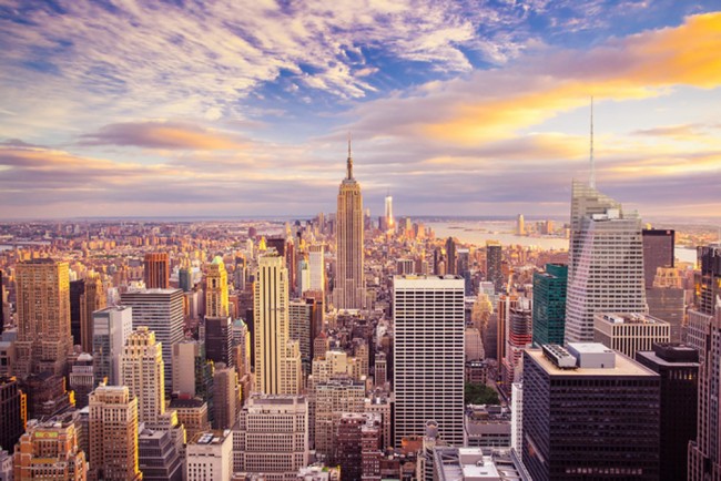 sunset skyscrapers wall mural new york skyline wallpaper living room