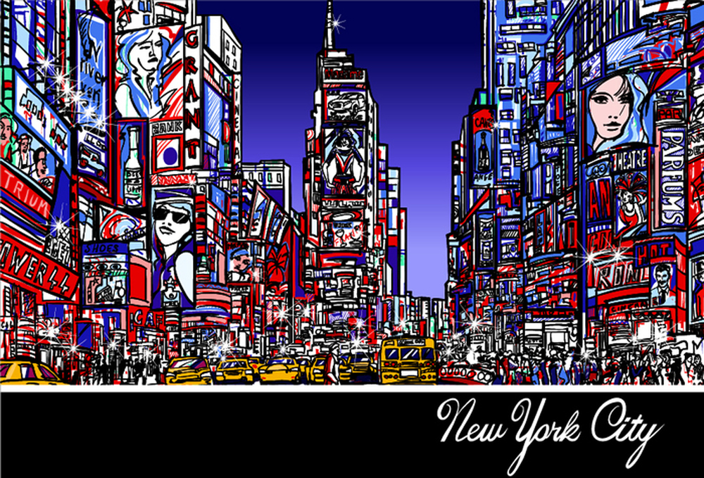 Times Square Painting Wallpaper Wall Mural