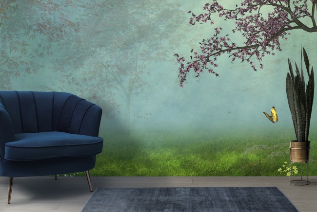 Cherry Blossom Tree Wall Mural Fantasy Forest Wallpaper Girls Room Cherry Blossom Tree Wall Mural Fantasy Forest Wallpaper Girls Room Photo Decor