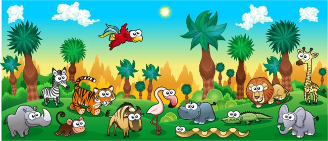 Animal Jungle Wallpaper Wall Mural