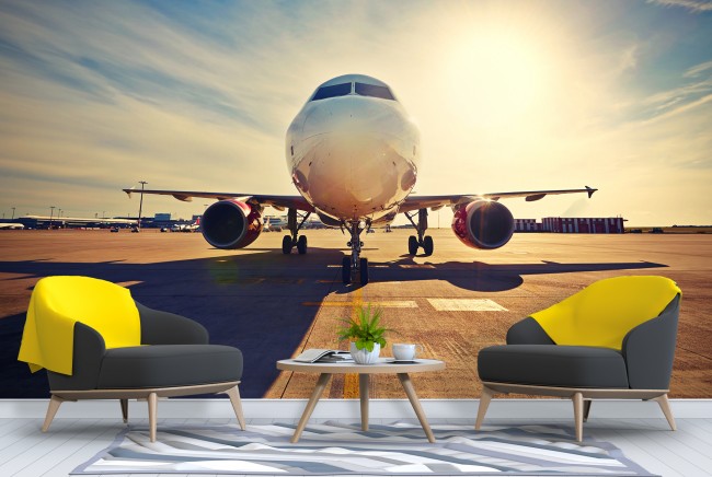 Airplane Sunrise Wall Mural Aeroplane Wallpaper Bedroom Photo Home Decor