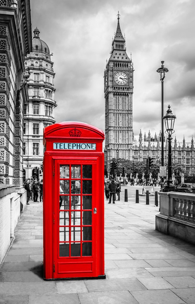 London Telephone Box Wallpaper Wall Mural