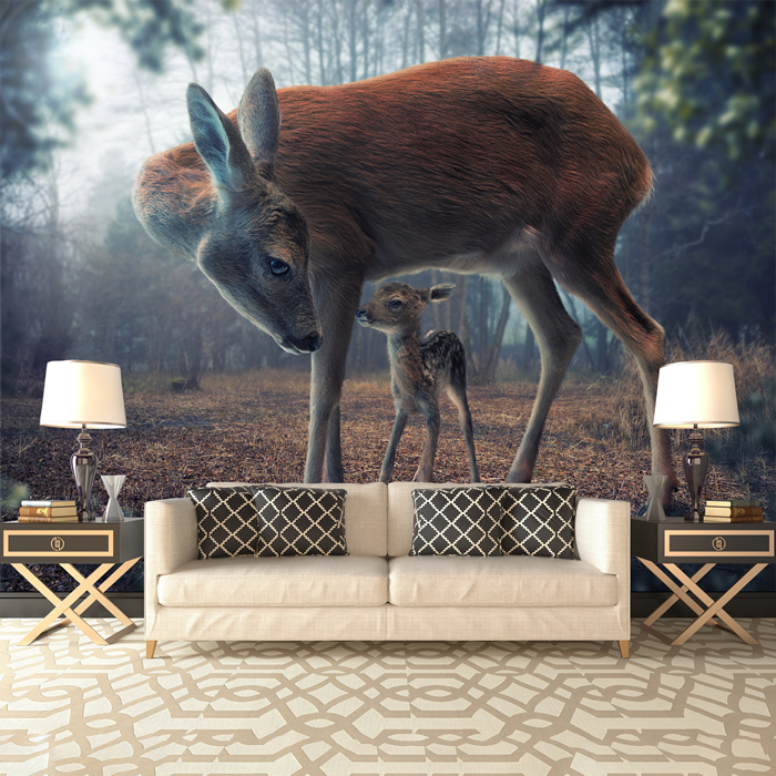 Fawn & Deer Wallpaper Wall Mural