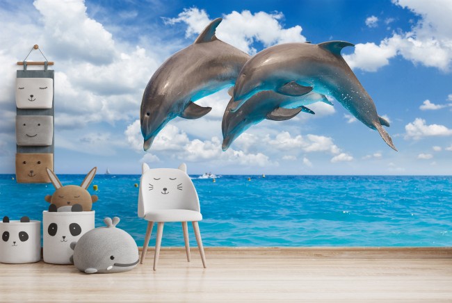 Beautiful Dolphin Wall Mural Photo Wallpaper GIANT DECOR Paper Poster Free Paste 