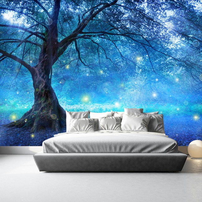Blue Fairy Tree Wallpaper Wall Mural