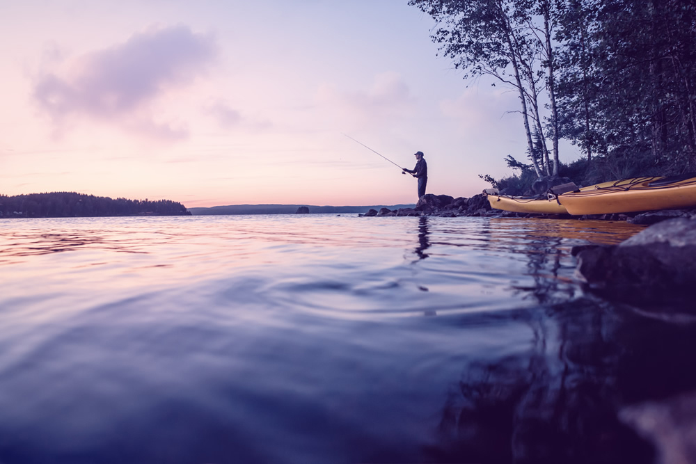 Tranquil Lake Fishing Wallpaper Wall Mural