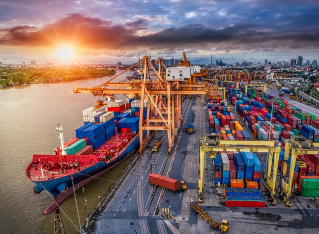 Cargo Ship Transport Wallpaper Wall Mural