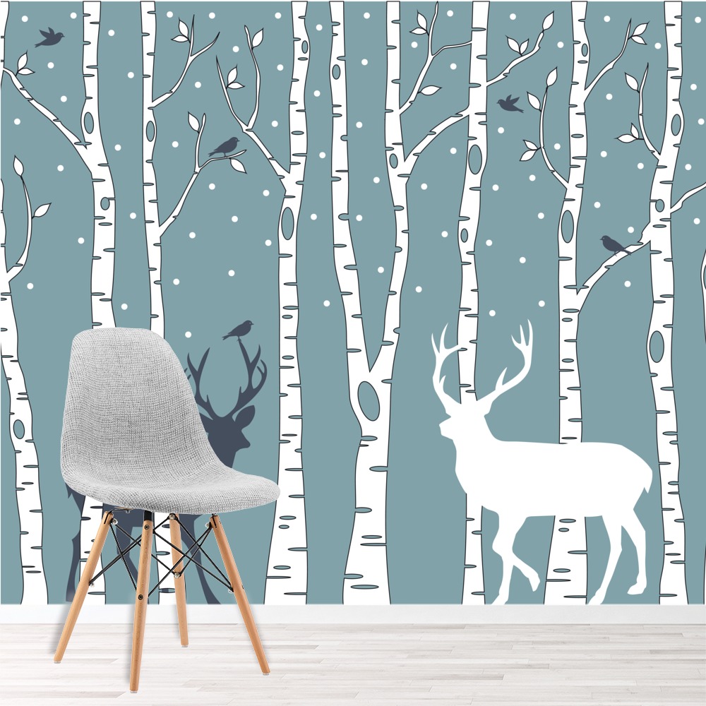 Winter Birch Tree Forest Wallpaper Wall Mural