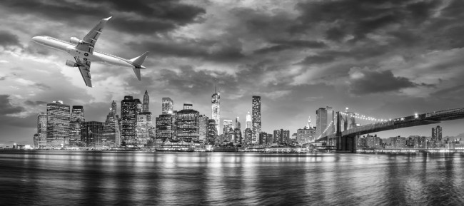 New York City Black White Panoramic Wallpaper Wall Mural