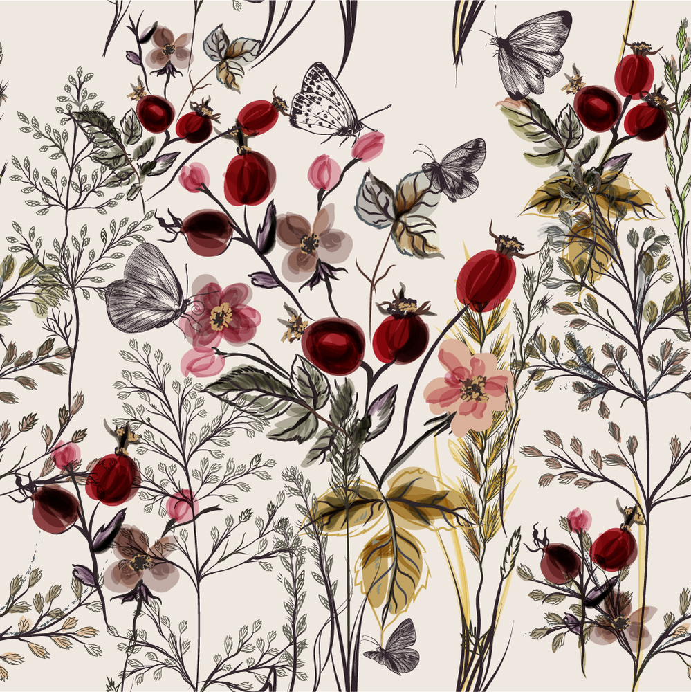 Autumn Flowers Wallpaper Wall Mural