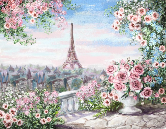 Summer Paris Eiffel Tower Wallpaper Wall Mural