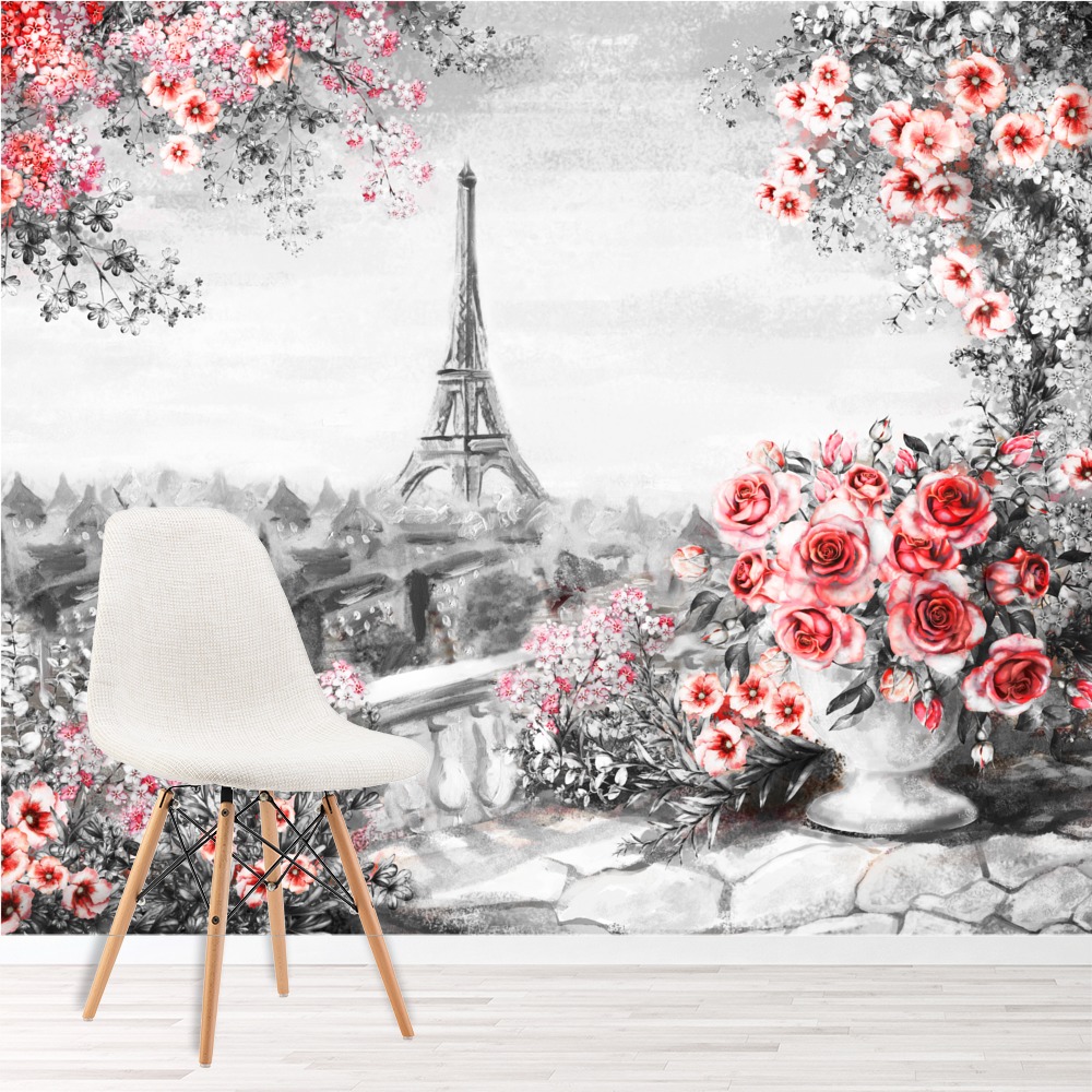 Romantic Paris Eiffel Tower Wallpaper Wall Mural