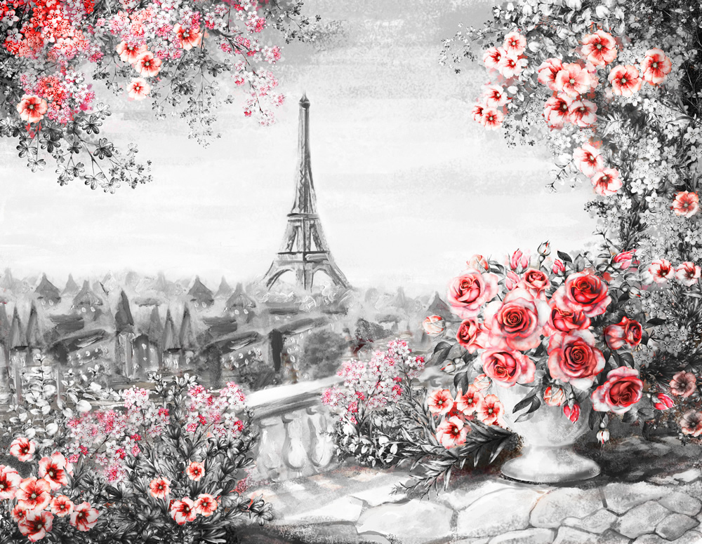 Romantic Paris Eiffel Tower Wallpaper Wall Mural