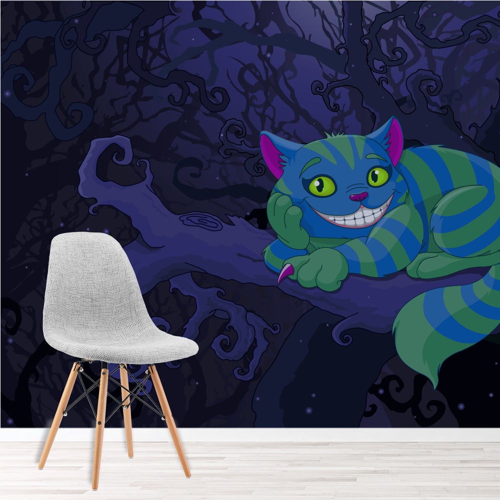 Cheshire Cat Alice In Wonderland Wallpaper Wall Mural Alice in wonderland, path,wall decor vintage illustration print decorative art book page upcycled pa. azutura
