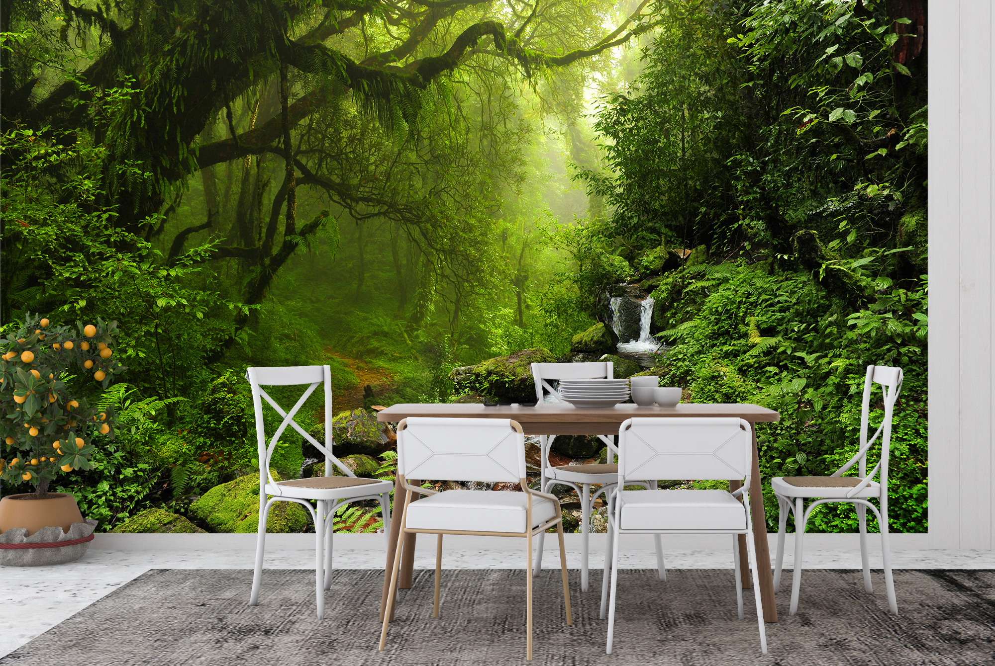 Amazon Jungle Green Trees Wallpaper Wall Mural