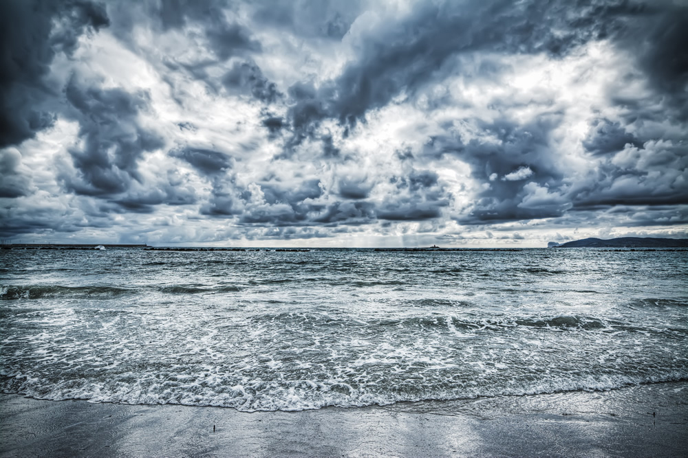 Ocean Storm Grey Clouds Wallpaper Wall Mural