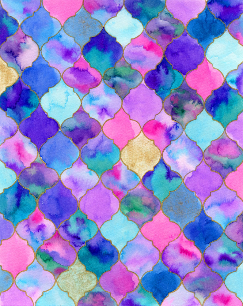 Indian Mosaic Pink Purple Wallpaper Wall Mural