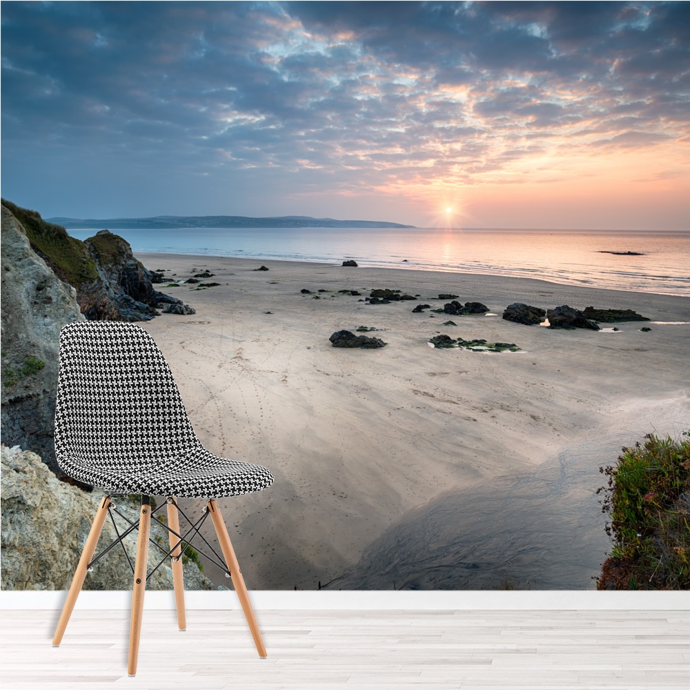 Cornwall Sunset Hayle Beach Wallpaper Wall Mural