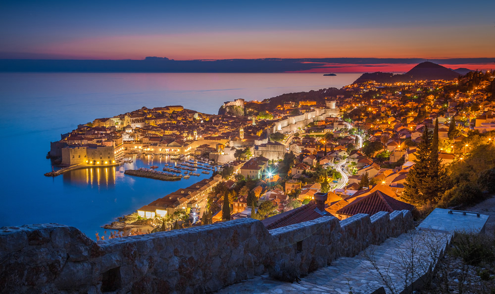 Dubrovnik Night Croatia Skyline Wallpaper Wall Mural