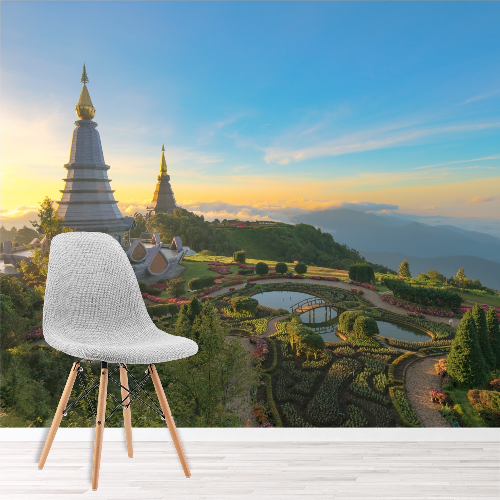 Thailand Landscape Pagoda Temples Wallpaper Wall Mural Cover your walls or use it for diy projects with unique designs from independent artists. thailand landscape pagoda temples wallpaper wall mural