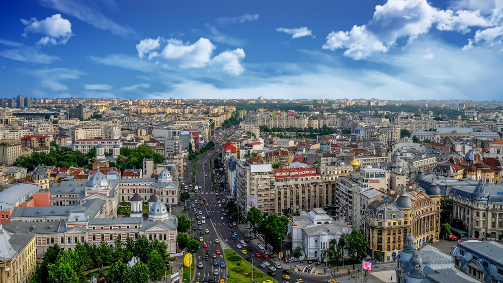Bucharest Romania City Skyline Wallpaper Wall Mural