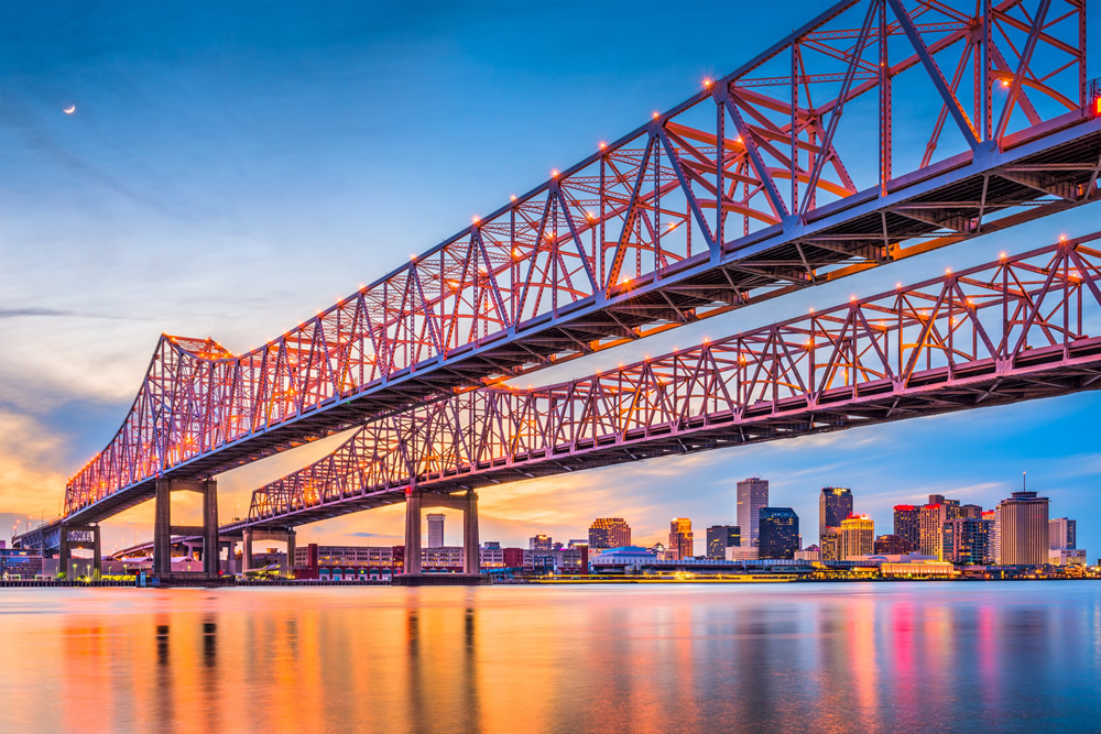 New Orleans Bridge Sunset Wallpaper Wall Mural