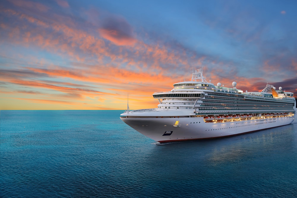 Luxury Cruise Ship Sunset Wallpaper Wall Mural
