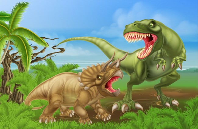 T-Rex & Triceratops Dinosaur Attack