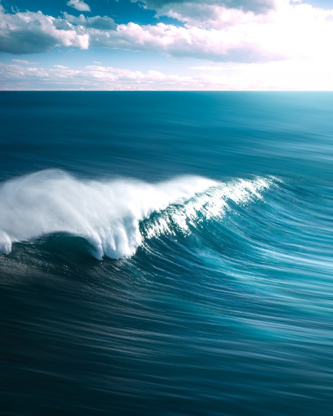 Blue Ocean Wave Wallpaper Wall Mural