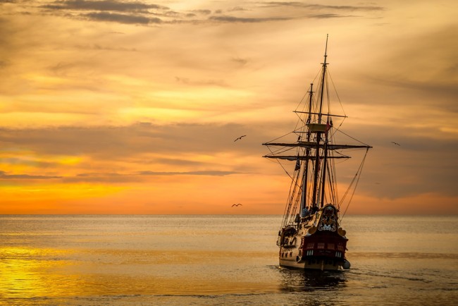 Vintage Pirate Ship Wallpaper Wall Mural