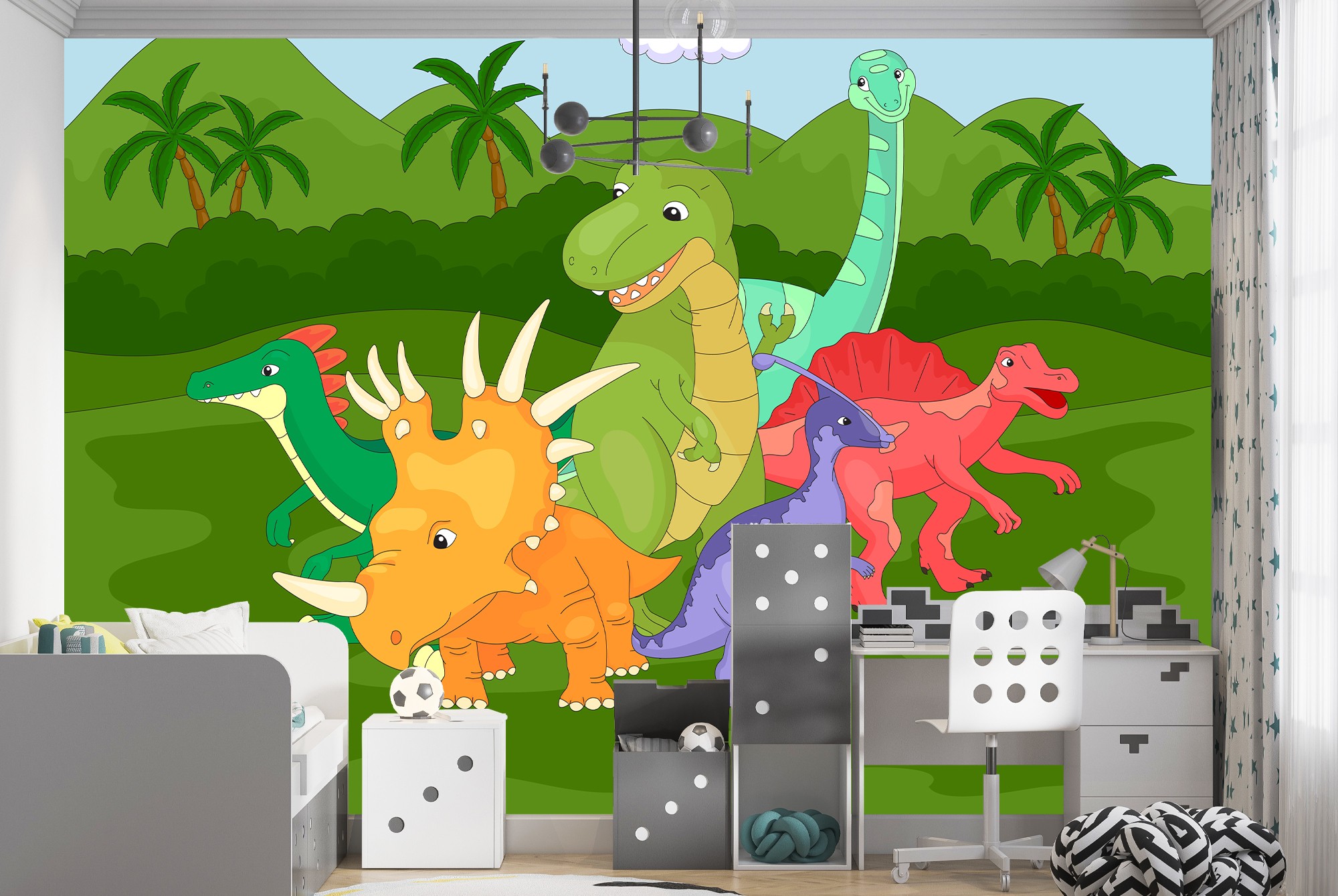 Fun Dinosaur Wallpaper Wall Mural
