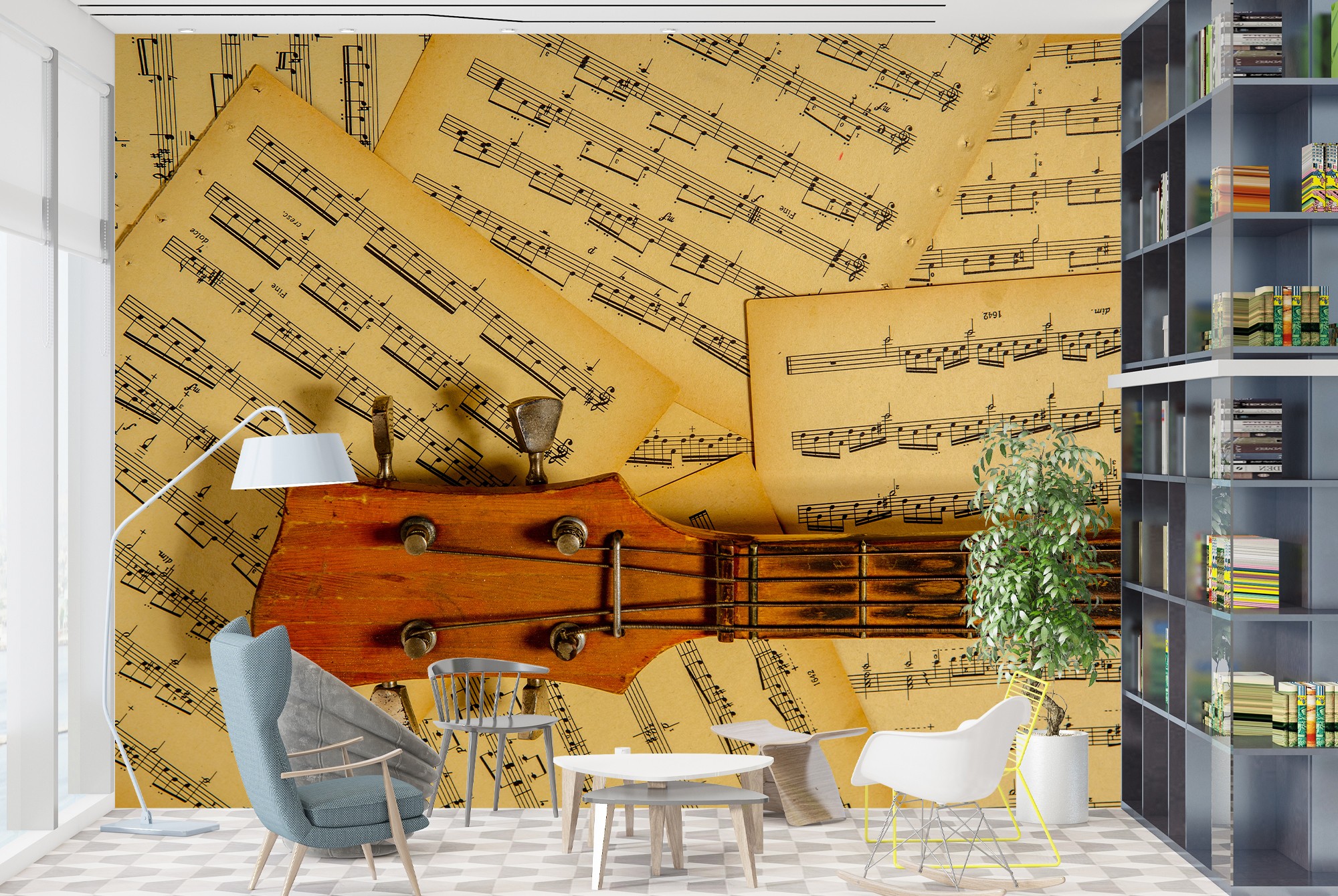 Guitar Music Note Wallpaper Wall Mural
