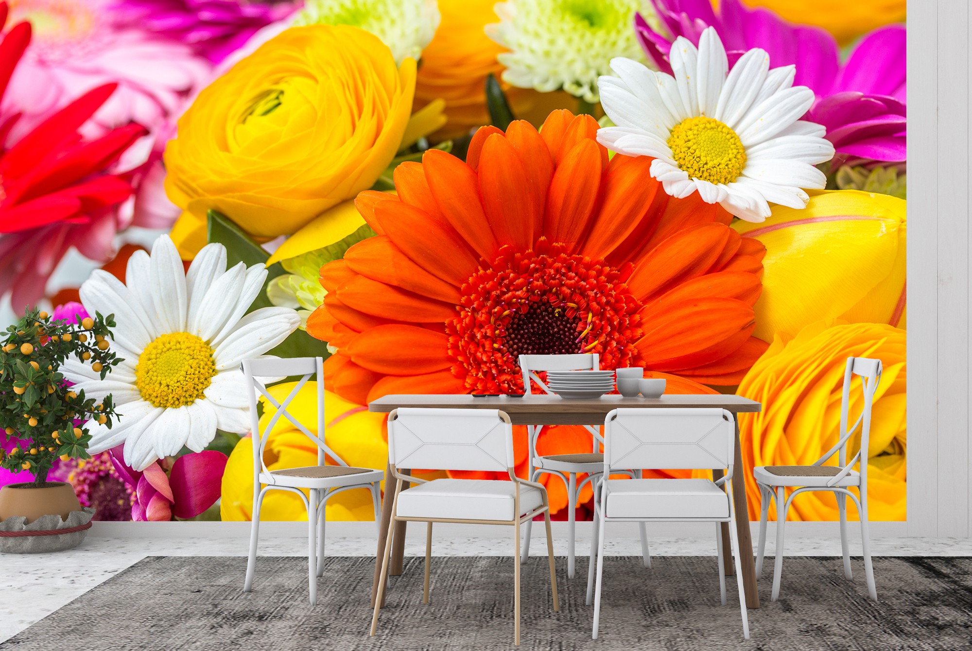 Summer Flowers Wallpaper Wall Mural