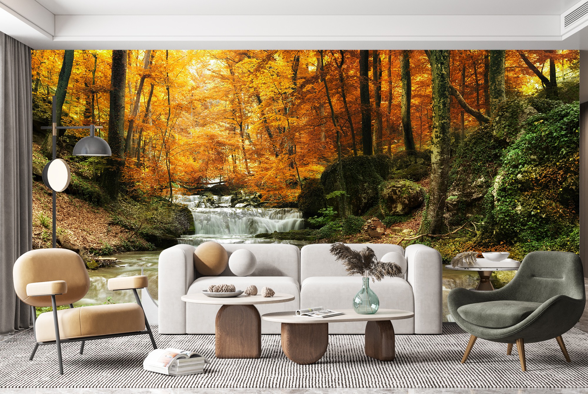 Autumn Forest River Wallpaper Wall Mural