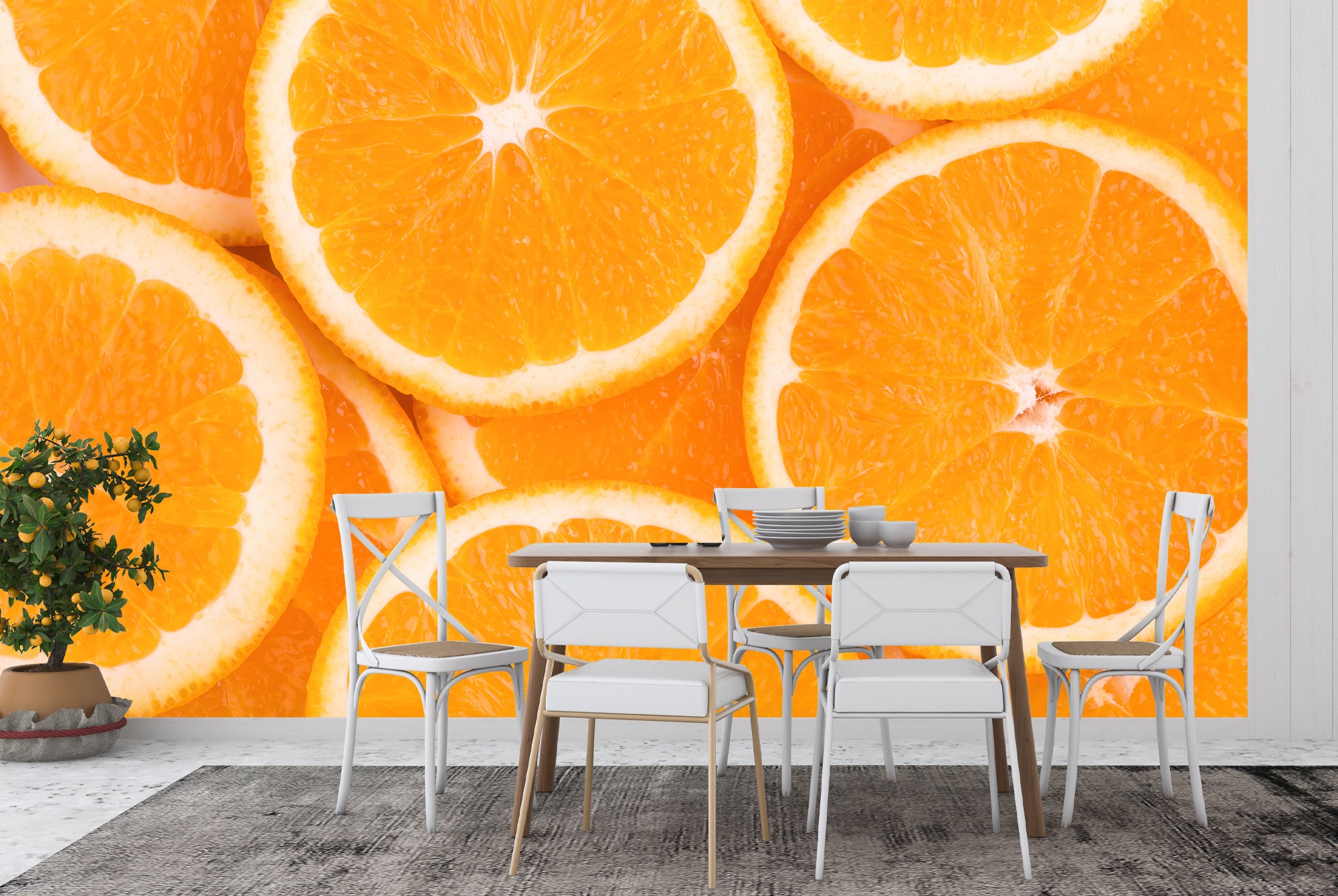 Orange Wallpaper Wall Mural
